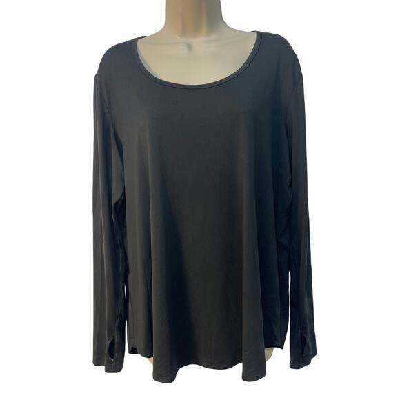Champion Long Sleeve Scoop Neck Top Black Size XXL with Thumbholes Pre-owned - Picture 1 of 9
